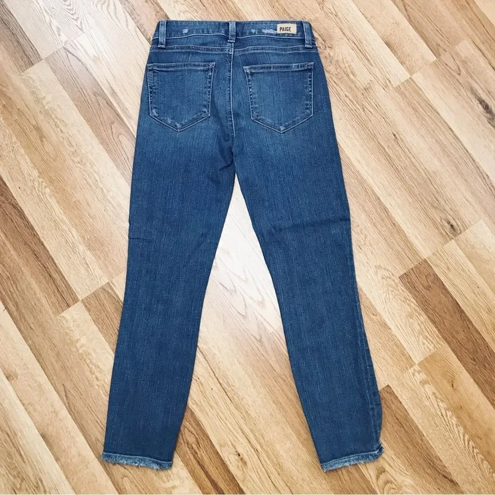 PAIGE Skyline Skinny Crop Jean North Star Distressed Medium Wash Size 24 New‎